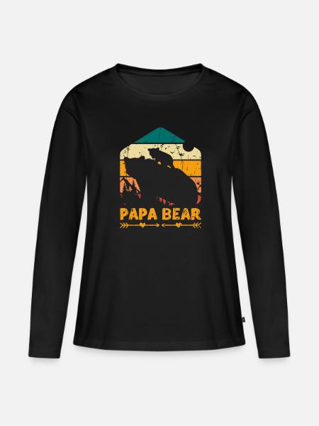 Papa Bear - Familie - Frauen Premium Bio Langarmshirt - Schwarz