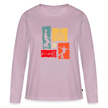 Rétro monocycle - T-shirt manches longues Premium bio Femme - rose poudré - Devant - Julia (174cm)