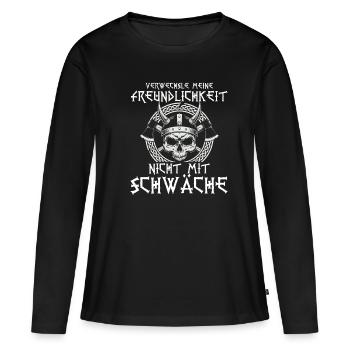 Walhalla Freundlichkeit Schwäche - Frauen Premium Bio Langarmshirt - Schwarz - Vorne - Julia (174cm)