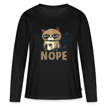 Nope Katze - Frauen Premium Bio Langarmshirt - Schwarz - Vorne - Julia (174cm)