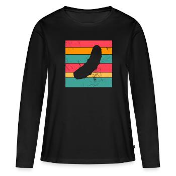 Concombre cornichon rétro cadeau - T-shirt manches longues Premium bio Femme - noir - Devant - Julia (174cm)