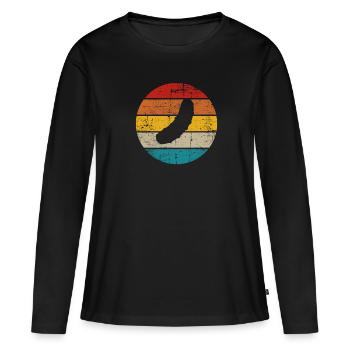 Concombre cornichon rétro cadeau - T-shirt manches longues Premium bio Femme - noir - Devant - Julia (174cm)