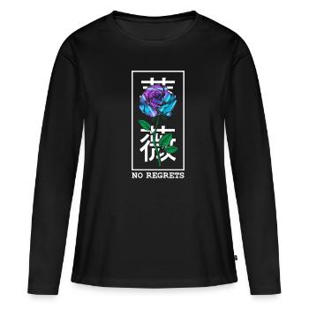 Aucun regret Rose - T-shirt manches longues Premium bio Femme - noir - Devant - Julia (174cm)