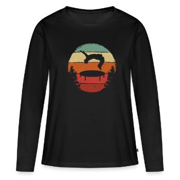 Trampoline Rétro Backflip - T-shirt manches longues Premium bio Femme - noir - Devant - Julia (174cm)
