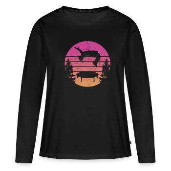 Trampoline Rétro Backflip - T-shirt manches longues Premium bio Femme - noir - Devant - Julia (174cm)