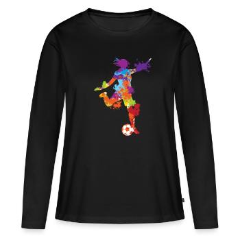Splash Art Football Football féminin Couleur Splash - T-shirt manches longues Premium bio Femme - noir - Devant - Julia (174cm)