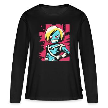 Général Zombie Rebel Anime - T-shirt manches longues Premium bio Femme - noir - Devant - Julia (174cm)