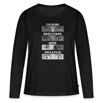 Le choc inflationniste a assommé l’inflation - T-shirt manches longues Premium bio Femme - noir - Devant - Julia (174cm)