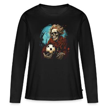 Sensenmann und ein Fußball - Frauen Premium Bio Langarmshirt - Schwarz - Vorne - Julia (174cm)