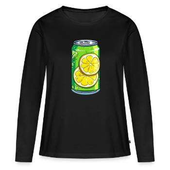 Die erfrischende Limonaden Dose mit Sprudel - Frauen Premium Bio Langarmshirt - Schwarz - Vorne - Julia (174cm)