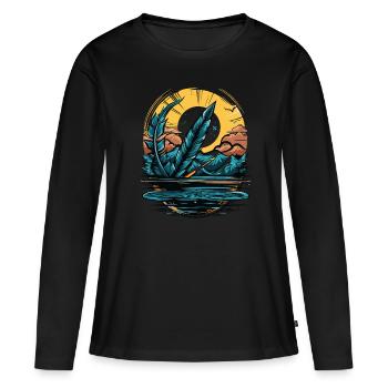 La puissante plume de l’écriture - T-shirt manches longues Premium bio Femme - noir - Devant - Julia (174cm)