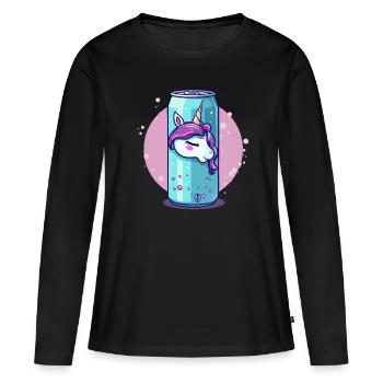 sprudeliger Einhorn Saft aus der Dose - Frauen Premium Bio Langarmshirt - Schwarz - Vorne - Julia (174cm)