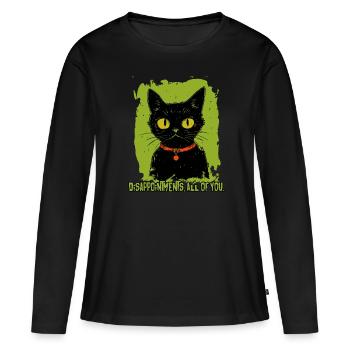 Déceptions, vous tous, le chat qui juge - T-shirt manches longues Premium bio Femme - noir - Devant - Julia (174cm)