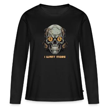 Crâne de cyborg cupide - T-shirt manches longues Premium bio Femme - noir - Devant - Julia (174cm)
