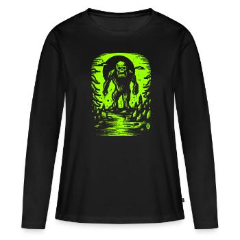 Bigfoot est vivant et n’est pas gentil en vert visqueux - T-shirt manches longues Premium bio Femme - noir - Devant - Julia (174cm)