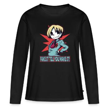 filles d’anime : faire semblant jusqu’à ce que vous le fassiez - T-shirt manches longues Premium bio Femme - noir - Devant - Julia (174cm)