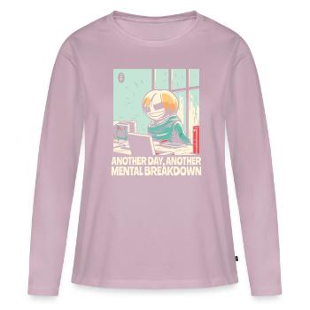 Une autre dépression nerveuse au bureau - T-shirt manches longues Premium bio Femme - rose poudré - Devant - Julia (174cm)