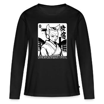 The Kanji Skills of a Fantastic Samurai - Women's Premium Organic Long Sleeve Shirt - black - Front - Julia (174cm)