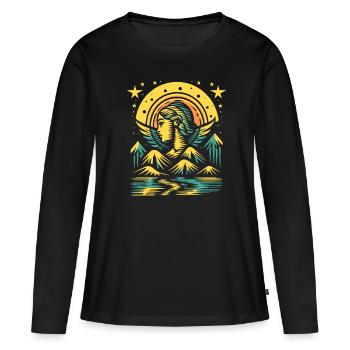 Nature, Montagnes, Rivière et Mère Nature - T-shirt manches longues Premium bio Femme - noir - Devant - Julia (174cm)