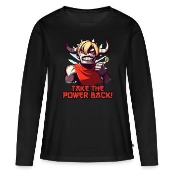 Hole Dir die Macht zurück! Ein Anime Minotaurus - Frauen Premium Bio Langarmshirt - Schwarz - Vorne - Julia (174cm)