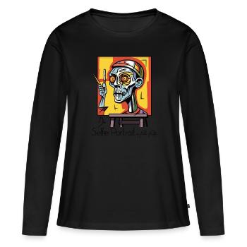 Selfie Self Portrait by Rotten Pete - Women's Premium Organic Long Sleeve Shirt - black - Front - Julia (174cm)