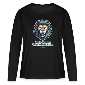 Ne crois pas les autres menteurs, le lion - T-shirt manches longues Premium bio Femme - noir - Devant - Julia (174cm)
