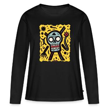 Cartoon Pop Skull : c’est génial - T-shirt manches longues Premium bio Femme - noir - Devant - Julia (174cm)
