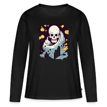 Interactive Color, Modern Industrial Skull - Women's Premium Organic Long Sleeve Shirt - black - Front - Julia (174cm)