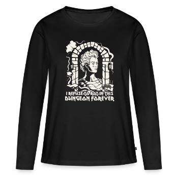 Je refuse de pourrir dans le donjon, de travailler - T-shirt manches longues Premium bio Femme - noir - Devant - Julia (174cm)