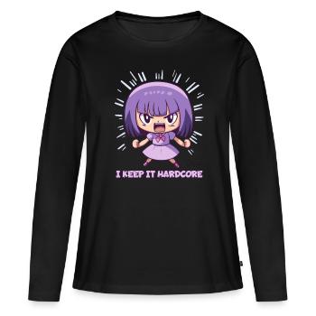The "Keep it Hardcore" Anime Girl - Women's Premium Organic Long Sleeve Shirt - black - Front - Julia (174cm)