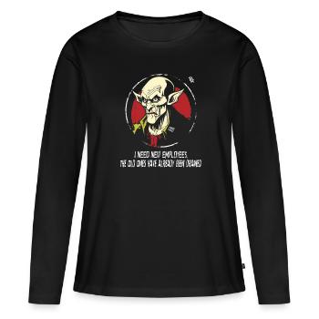 Employés recherchés : Nosferatu CEO Vampire - T-shirt manches longues Premium bio Femme - noir - Devant - Julia (174cm)