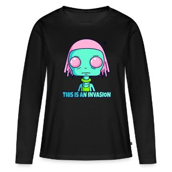 This Is An Invasion: Strange Cartoon Alien - Women's Premium Organic Long Sleeve Shirt - black - Front - Julia (174cm)