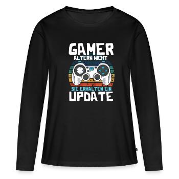 GAMER altern nicht sie erhalten ein UPDATE - Frauen Premium Bio Langarmshirt - Schwarz - Vorne - Julia (174cm)