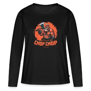 chop chop : combattre un barbare avec une hache - T-shirt manches longues Premium bio Femme - noir - Devant - Julia (174cm)