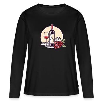 Gastronomie et vins - T-shirt manches longues Premium bio Femme - noir - Devant - Julia (174cm)