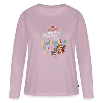 Out of the way: Here comes a kindergartner - Women's Premium Organic Long Sleeve Shirt - dusky pink - Front - Julia (174cm)