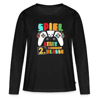 Gamer de début de jeu de 2e année - T-shirt manches longues Premium bio Femme - noir - Devant - Julia (174cm)