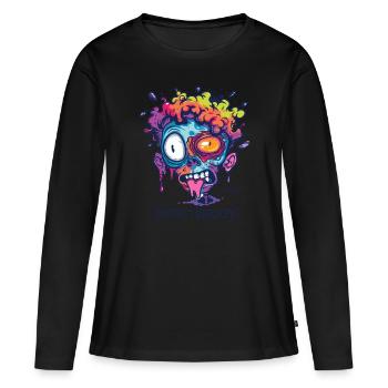 Thérapie de choc : Visage aux couleurs folles - T-shirt manches longues Premium bio Femme - noir - Devant - Julia (174cm)