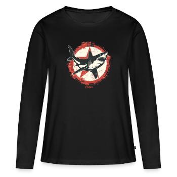 Camarade communiste parodique Requin - T-shirt manches longues Premium bio Femme - noir - Devant - Julia (174cm)