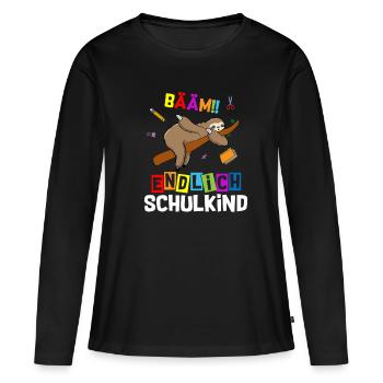 Bääm enfin l’inscription à l’école de paresseux - T-shirt manches longues Premium bio Femme - noir - Devant - Julia (174cm)