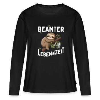 Fonctionnaire à vie Fonctionnaire 4 Vie - T-shirt manches longues Premium bio Femme - noir - Devant - Julia (174cm)
