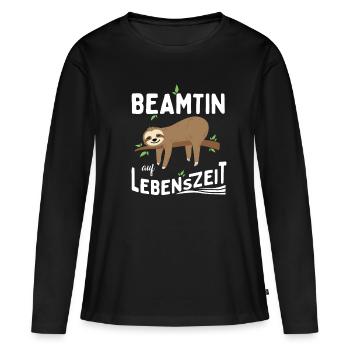 Fonctionnaire à vie Fonctionnaire à vie - T-shirt manches longues Premium bio Femme - noir - Devant - Julia (174cm)