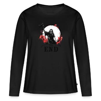 La fin de la Faucheuse - T-shirt manches longues Premium bio Femme - noir - Devant - Julia (174cm)