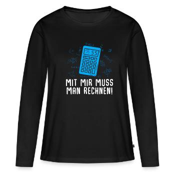 Mathe Mathematik Lehrer Rechner - Frauen Premium Bio Langarmshirt - Schwarz - Vorne - Julia (174cm)