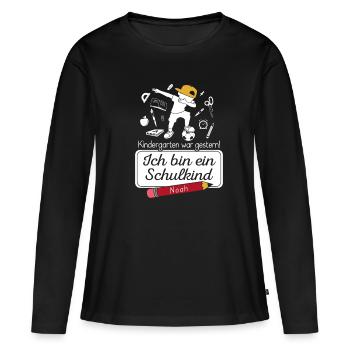Je suis un écolier Noah - T-shirt manches longues Premium bio Femme - noir - Devant - Julia (174cm)