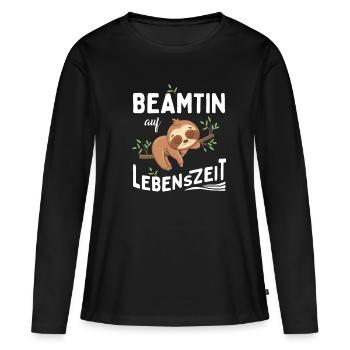 Paresseux Fonctionnaire à vie Fonctionnaire à vie - T-shirt manches longues Premium bio Femme - noir - Devant - Julia (174cm)