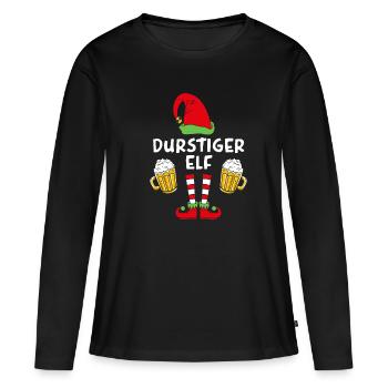 Durstiger Elf - Frauen Premium Bio Langarmshirt - Schwarz - Vorne - Julia (174cm)
