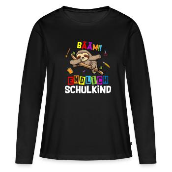 Bääm enfin l’inscription à l’école de paresseux - T-shirt manches longues Premium bio Femme - noir - Devant - Julia (174cm)