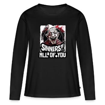 Homme religieux fou : pécheurs, vous tous - T-shirt manches longues Premium bio Femme - noir - Devant - Julia (174cm)
