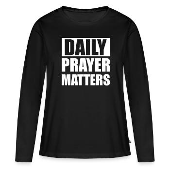 Les prières quotidiennes comptent - T-shirt manches longues Premium bio Femme - noir - Devant - Julia (174cm)